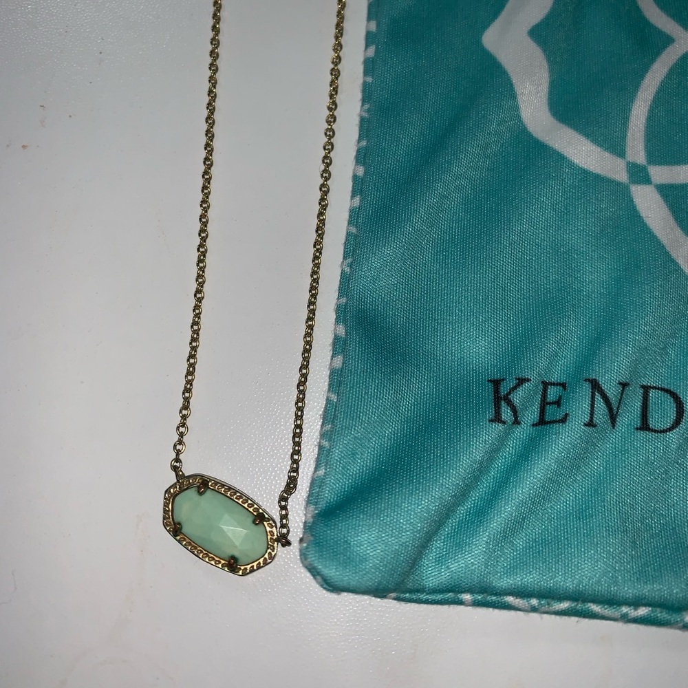KENDRA SCOTT NECKLACE GOLD CHAIN, MINT GREEN